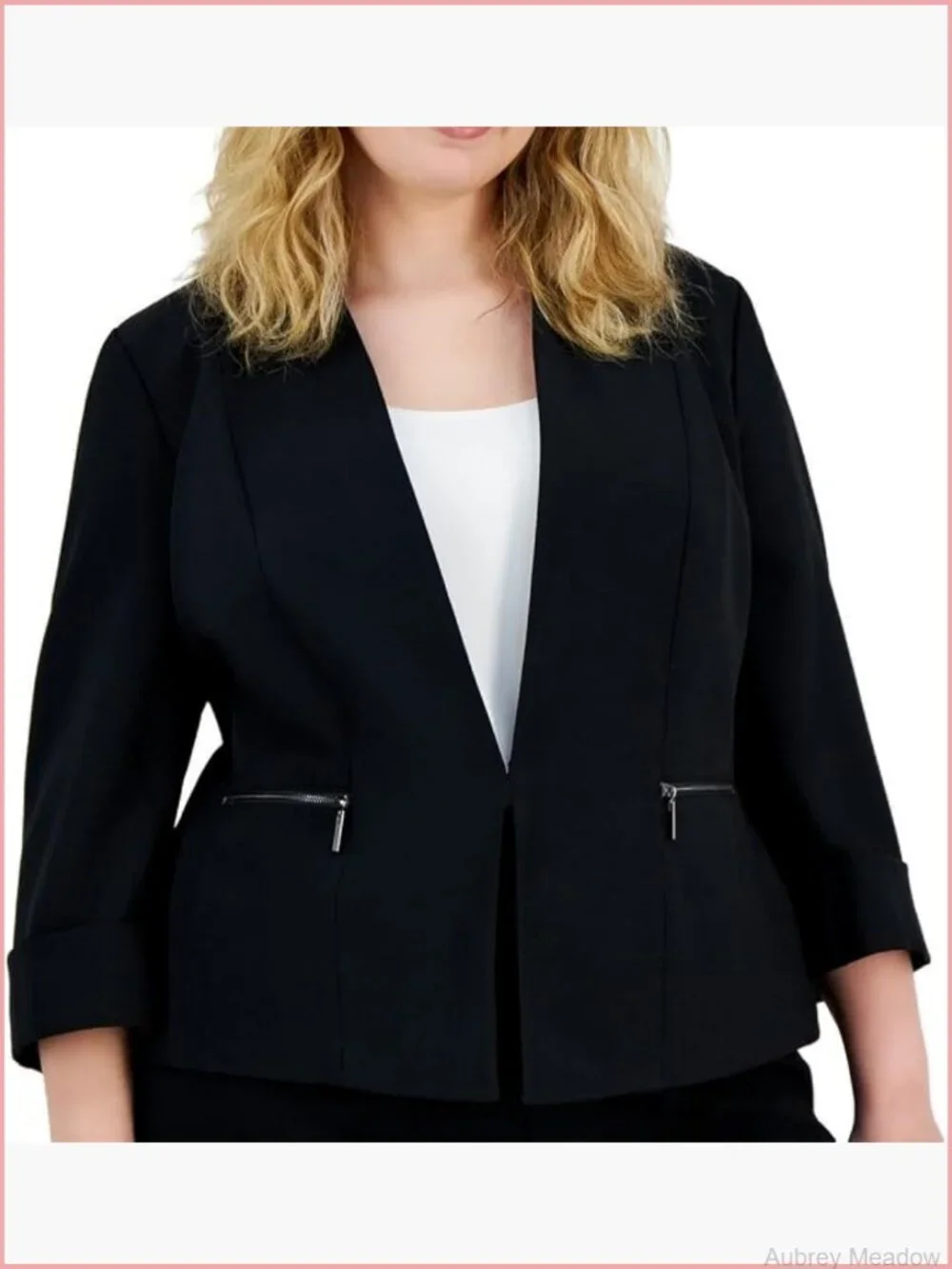 Women's 3/4 Cuffed Sleeve Cardigan-Style Blazer